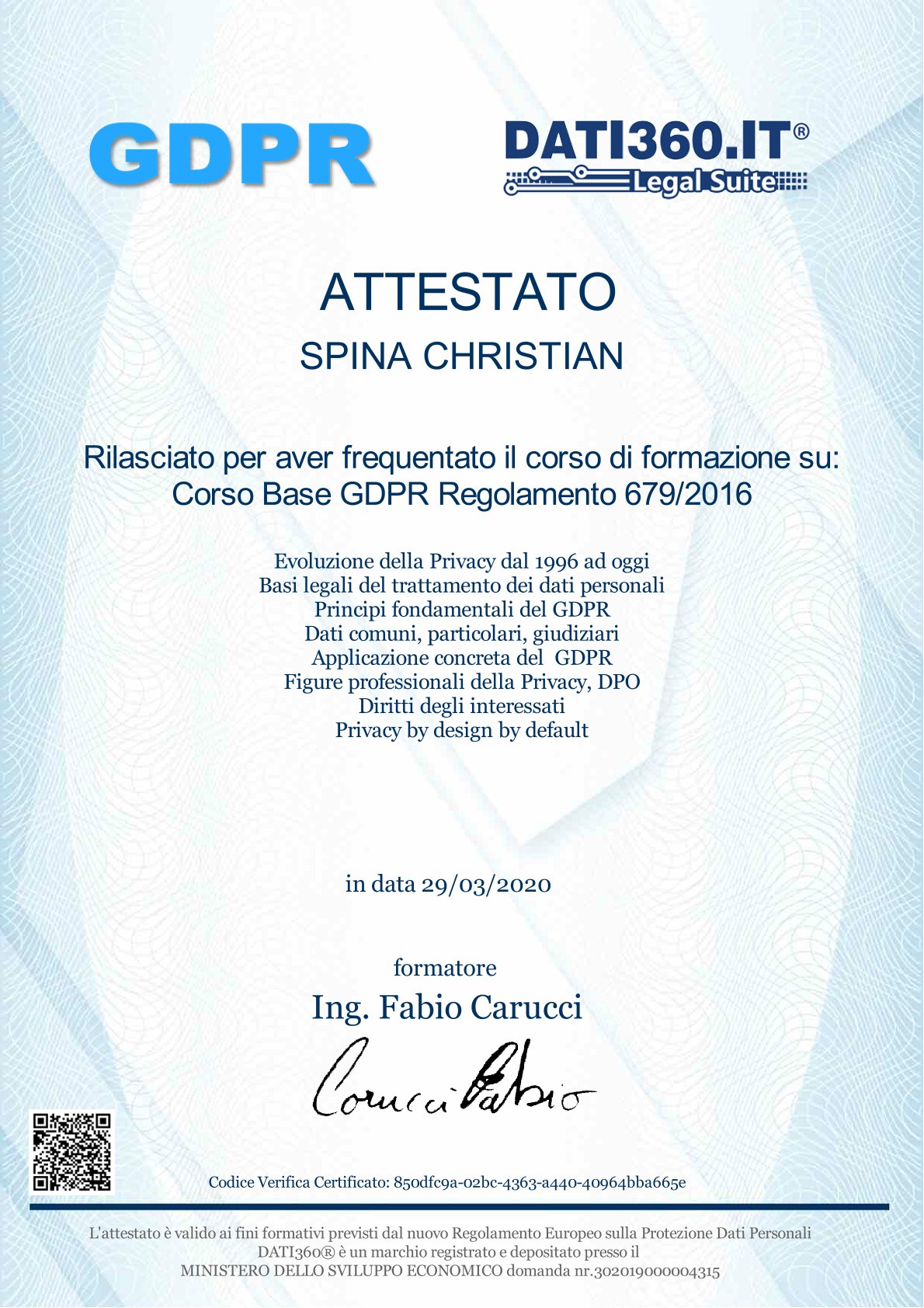 Corso base GDPR Regolamento 679-2016